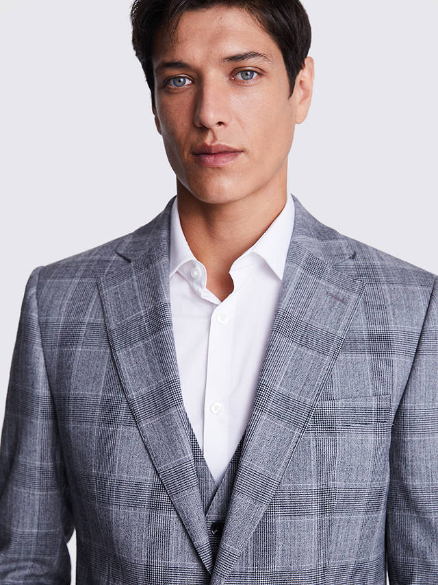 Moss Wool Blend Checked Tailored Fit Suit Jacket, Multi