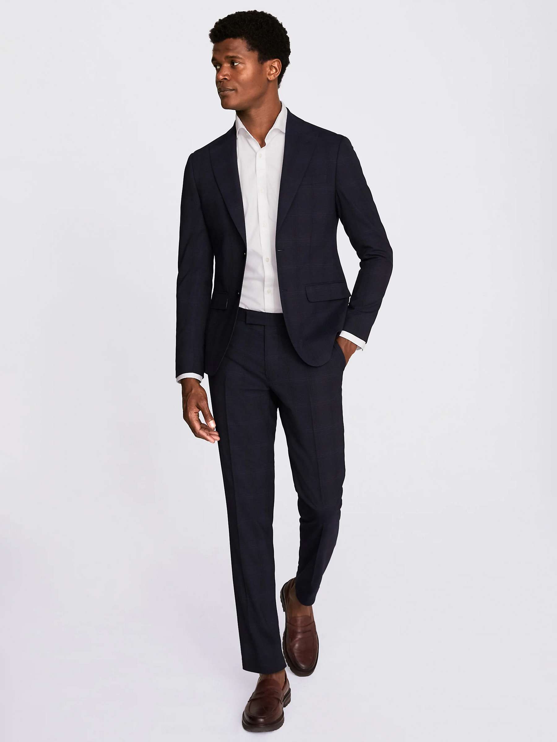 Buy Moss Slim Fit Check Suit Jacket, Navy Online at johnlewis.com