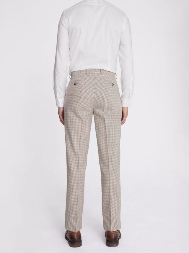 Regular Fit Taupe Houndstooth Pants