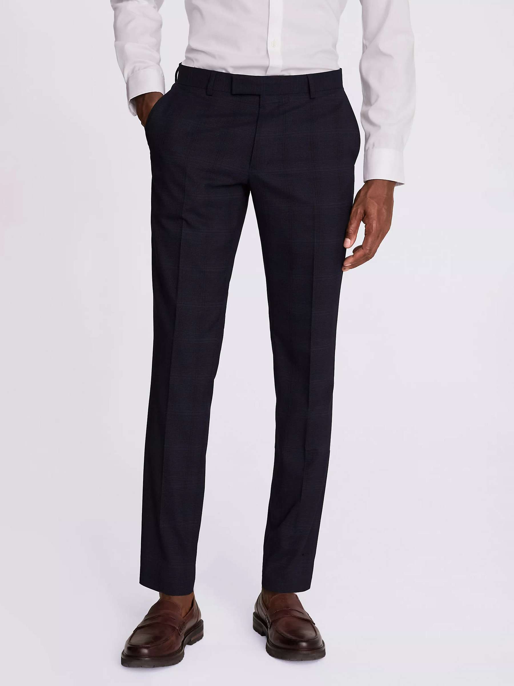 Buy Moss Slim Fit Check Suit Trousers, Navy Online at johnlewis.com