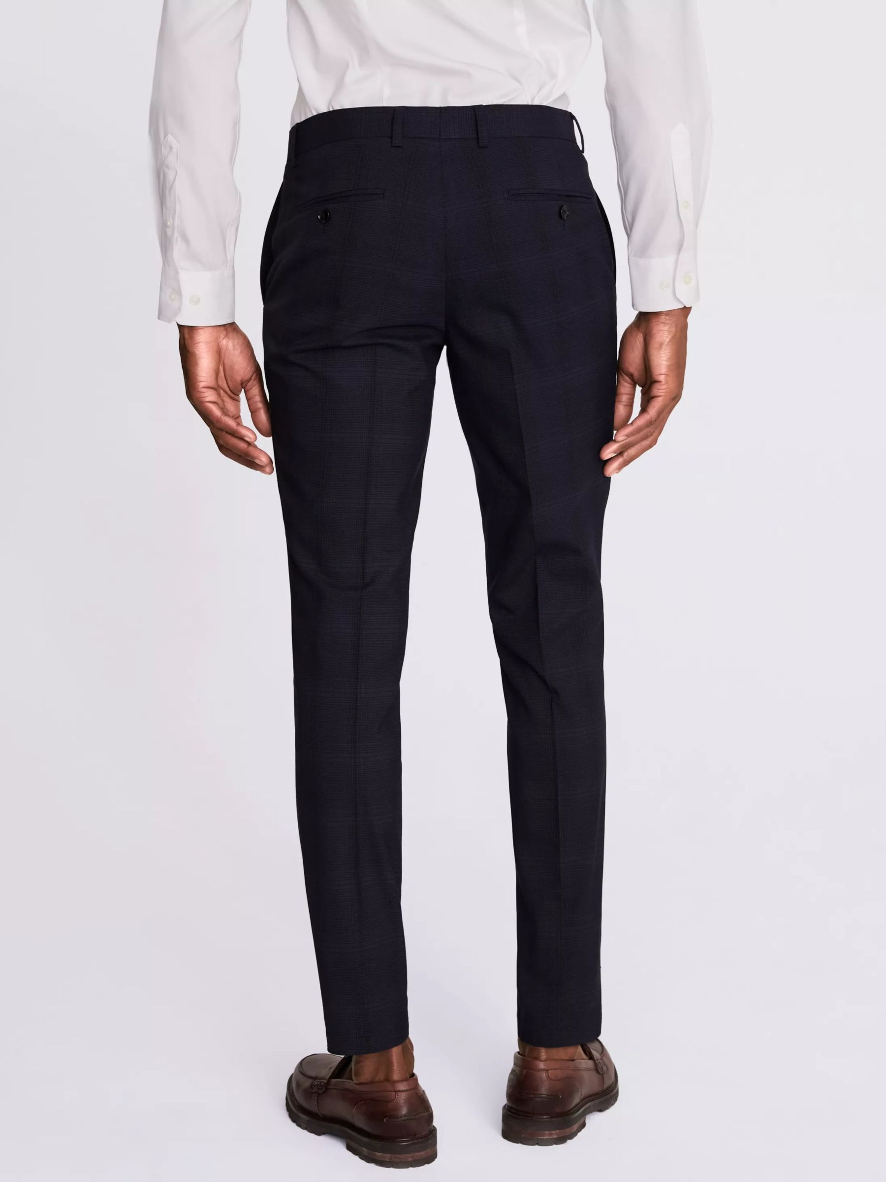 Buy Moss Slim Fit Check Suit Trousers, Navy Online at johnlewis.com