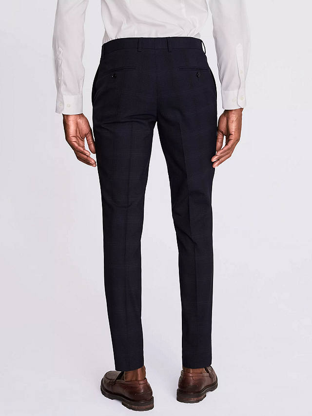 Moss Slim Fit Check Suit Trousers, Navy