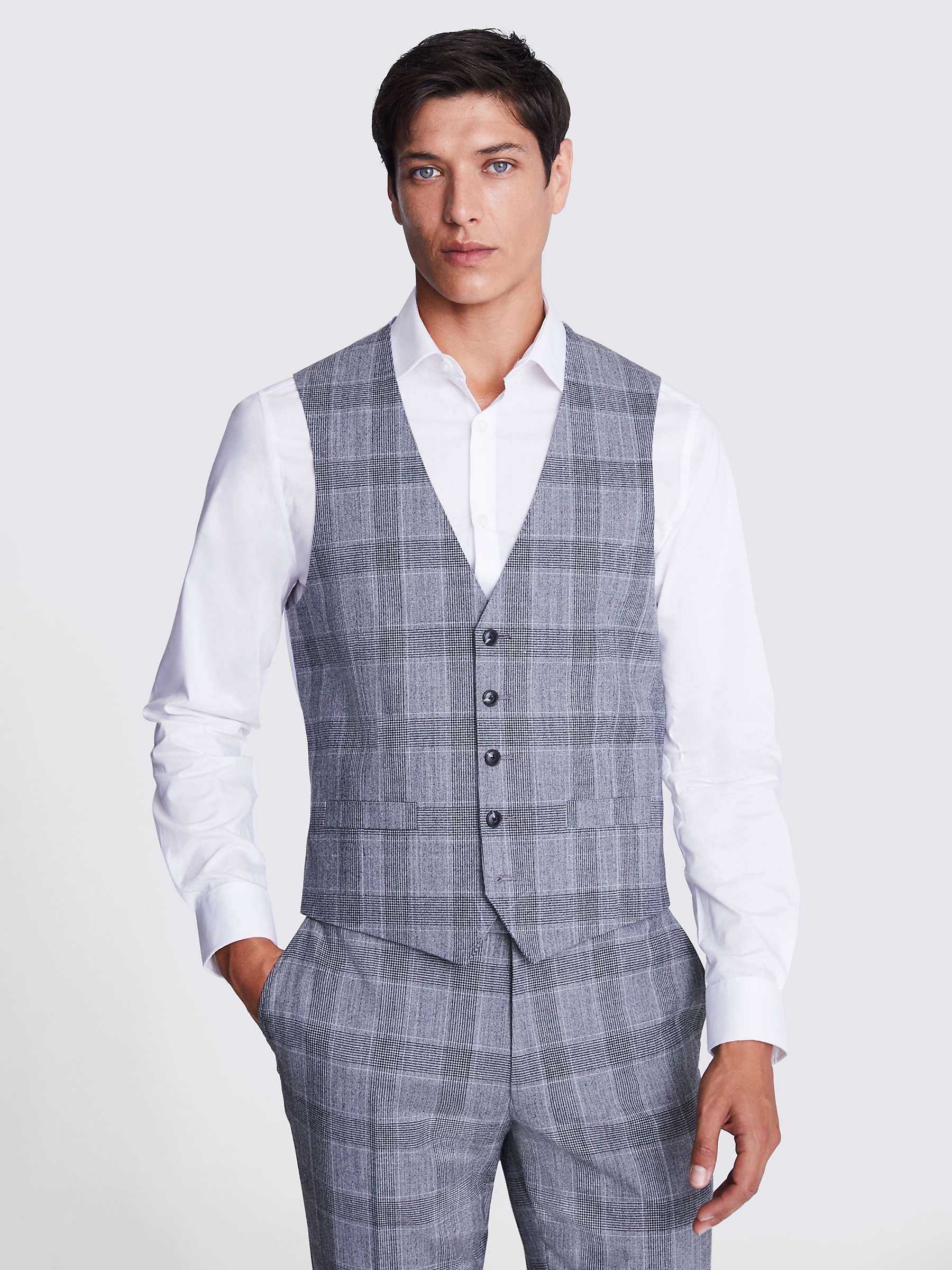 Buy Moss Tailored Fit Check Waistcoat, Grey Online at johnlewis.com