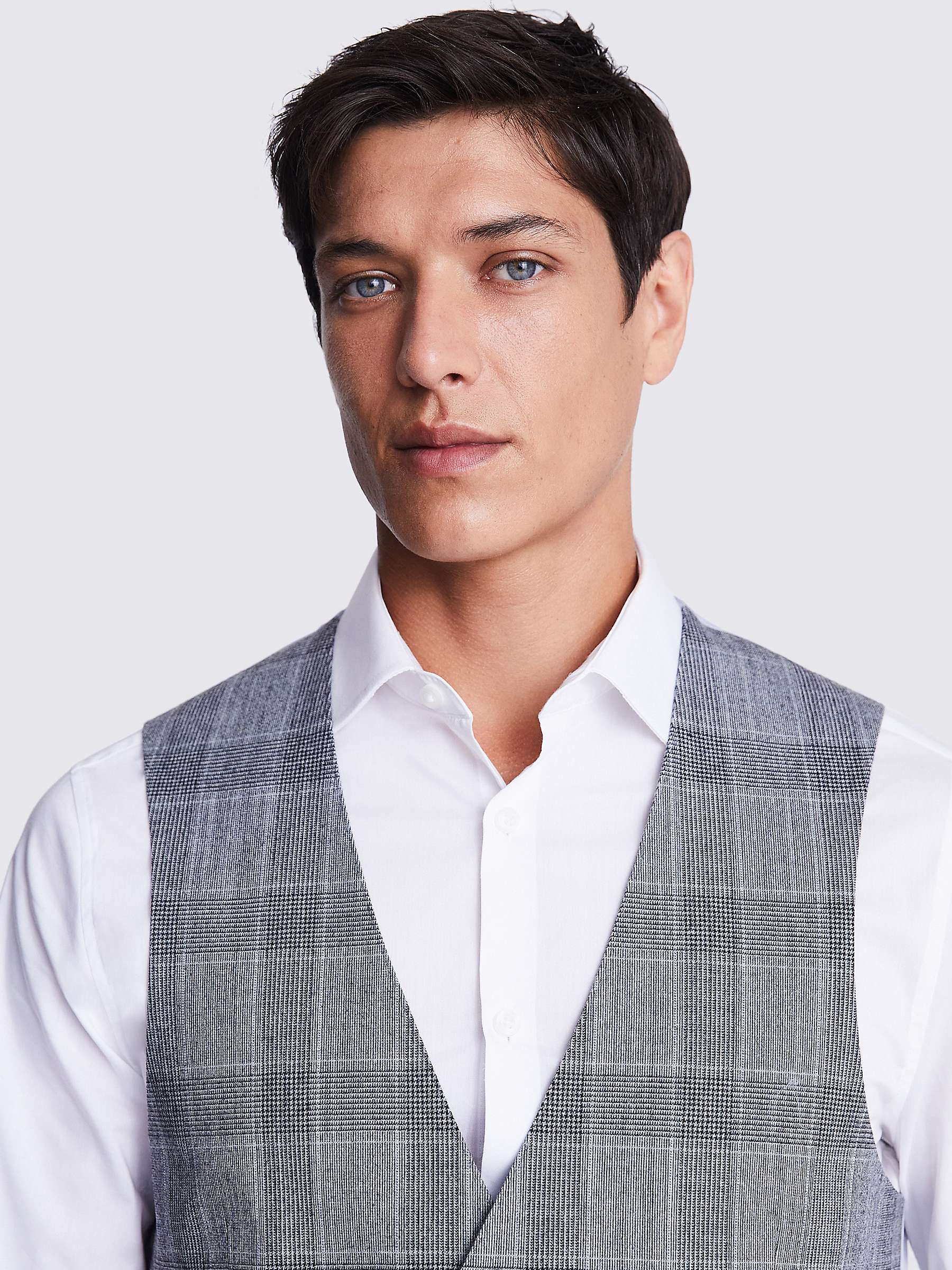 Buy Moss Tailored Fit Check Waistcoat, Grey Online at johnlewis.com