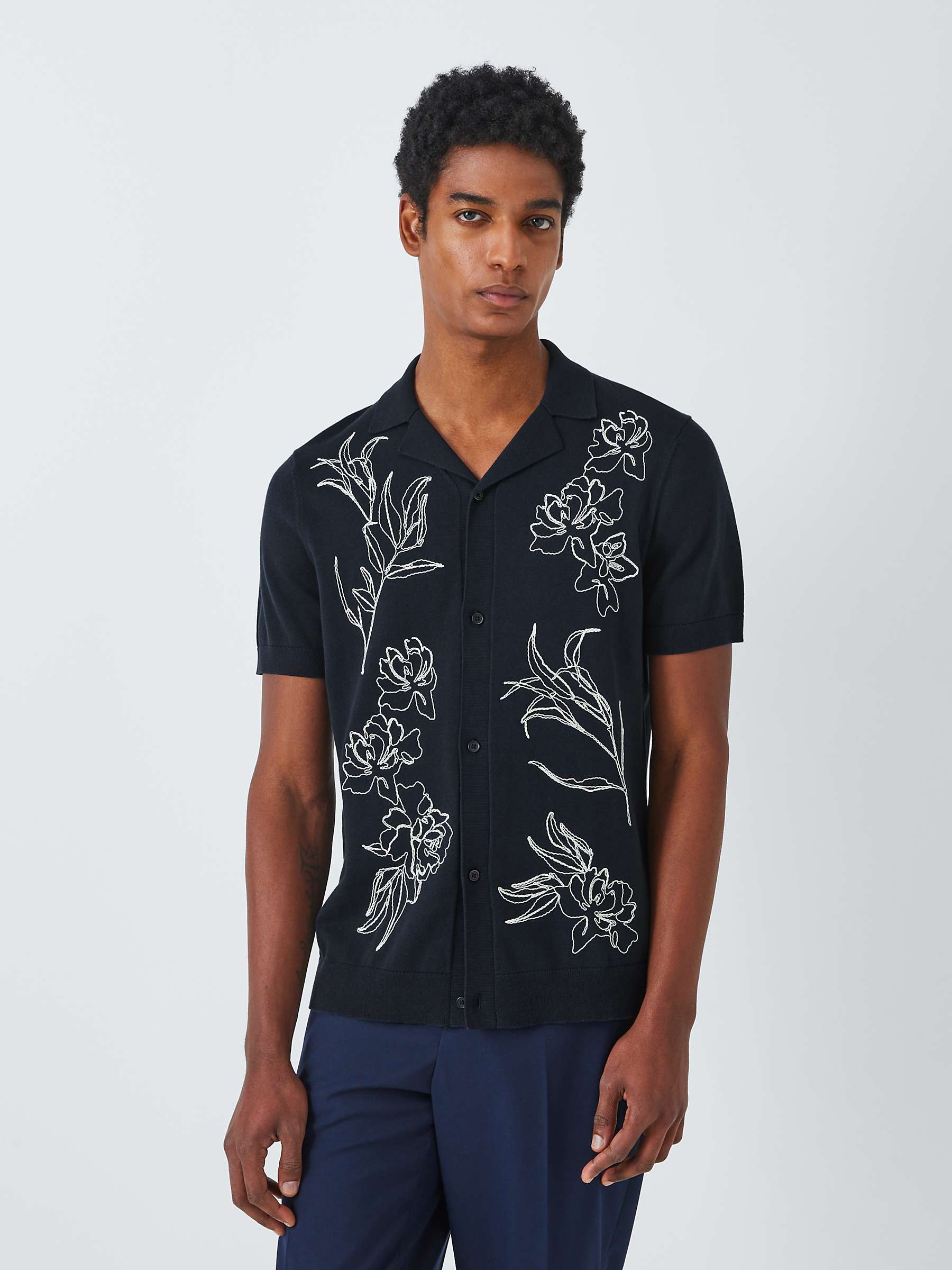 Buy Kin Floral Embroidered Shirt, Dark Navy Online at johnlewis.com
