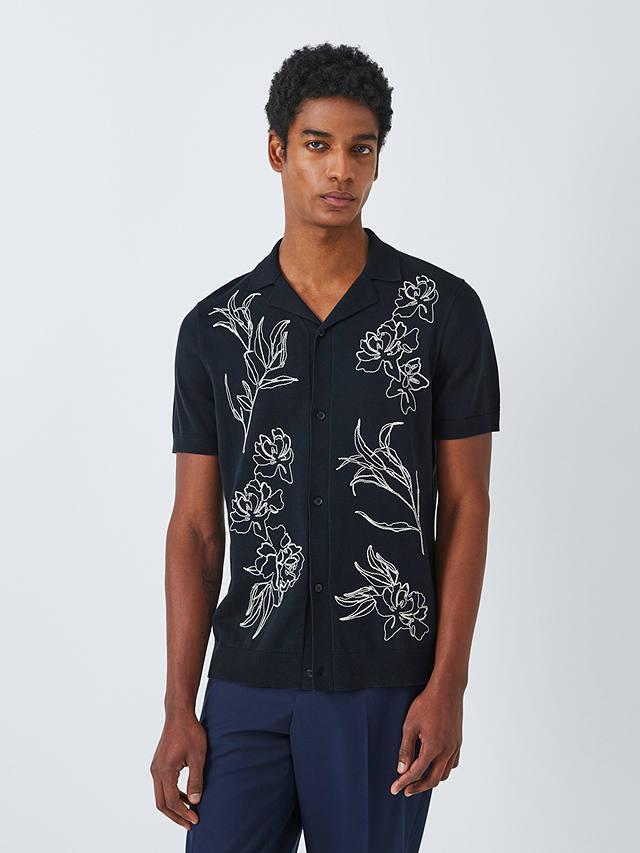 Kin Floral Embroidered Shirt, Dark Navy