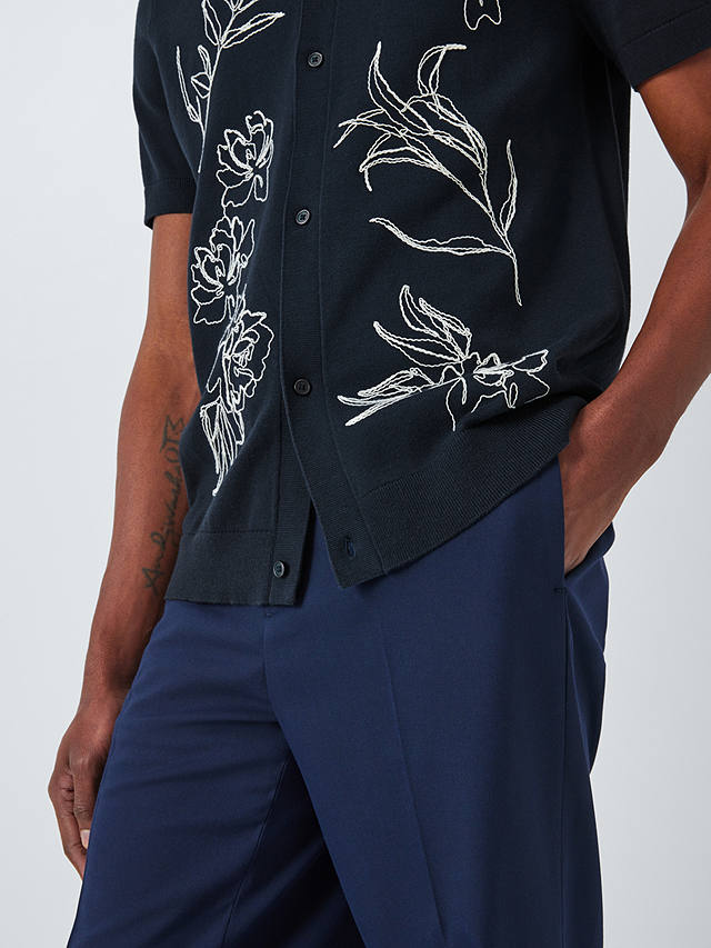 Kin Floral Embroidered Shirt, Dark Navy