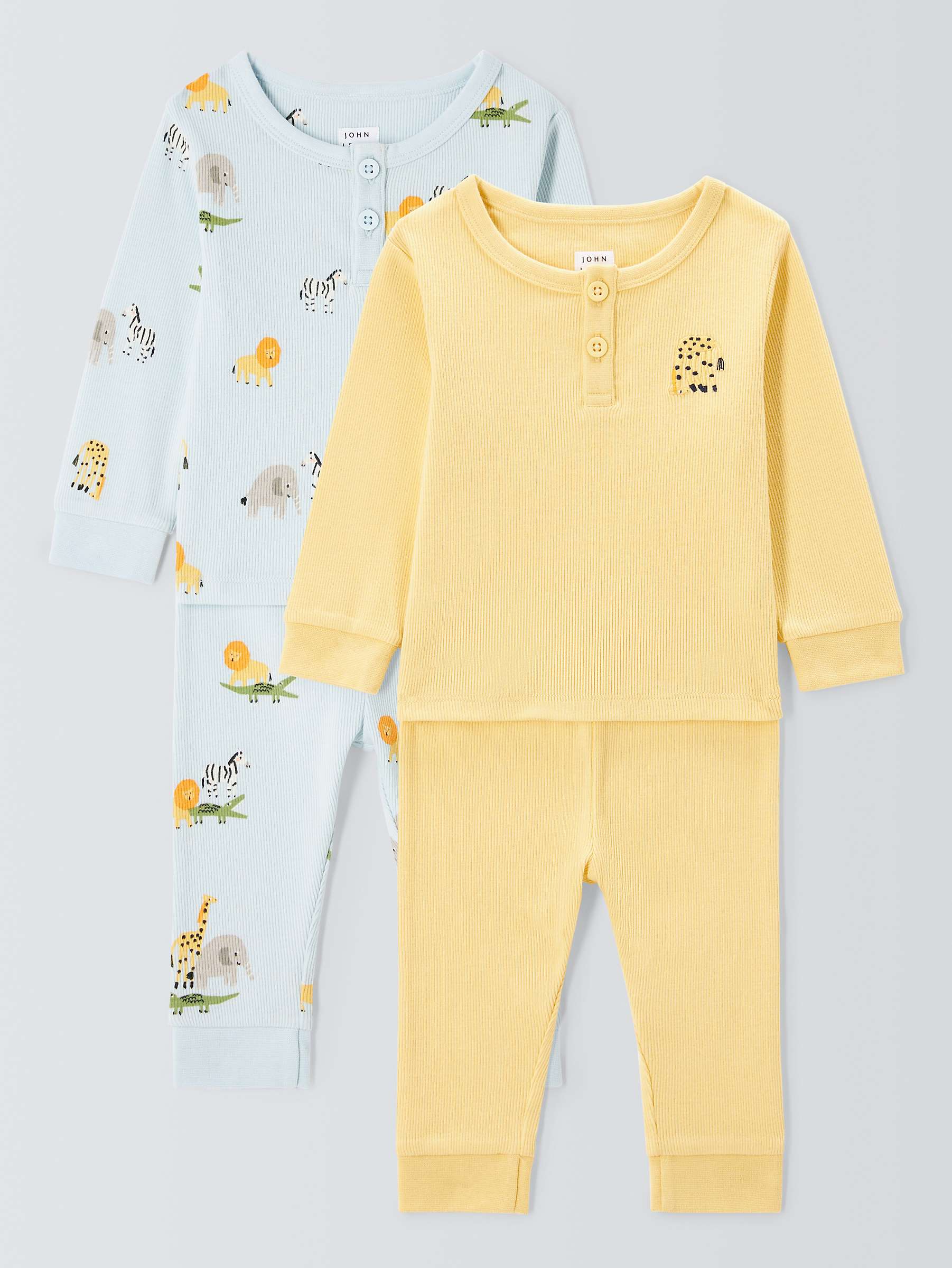 Buy John Lewis Baby Safari Print Pyjamas, Pack of 2, Yellow/Multi Online at johnlewis.com