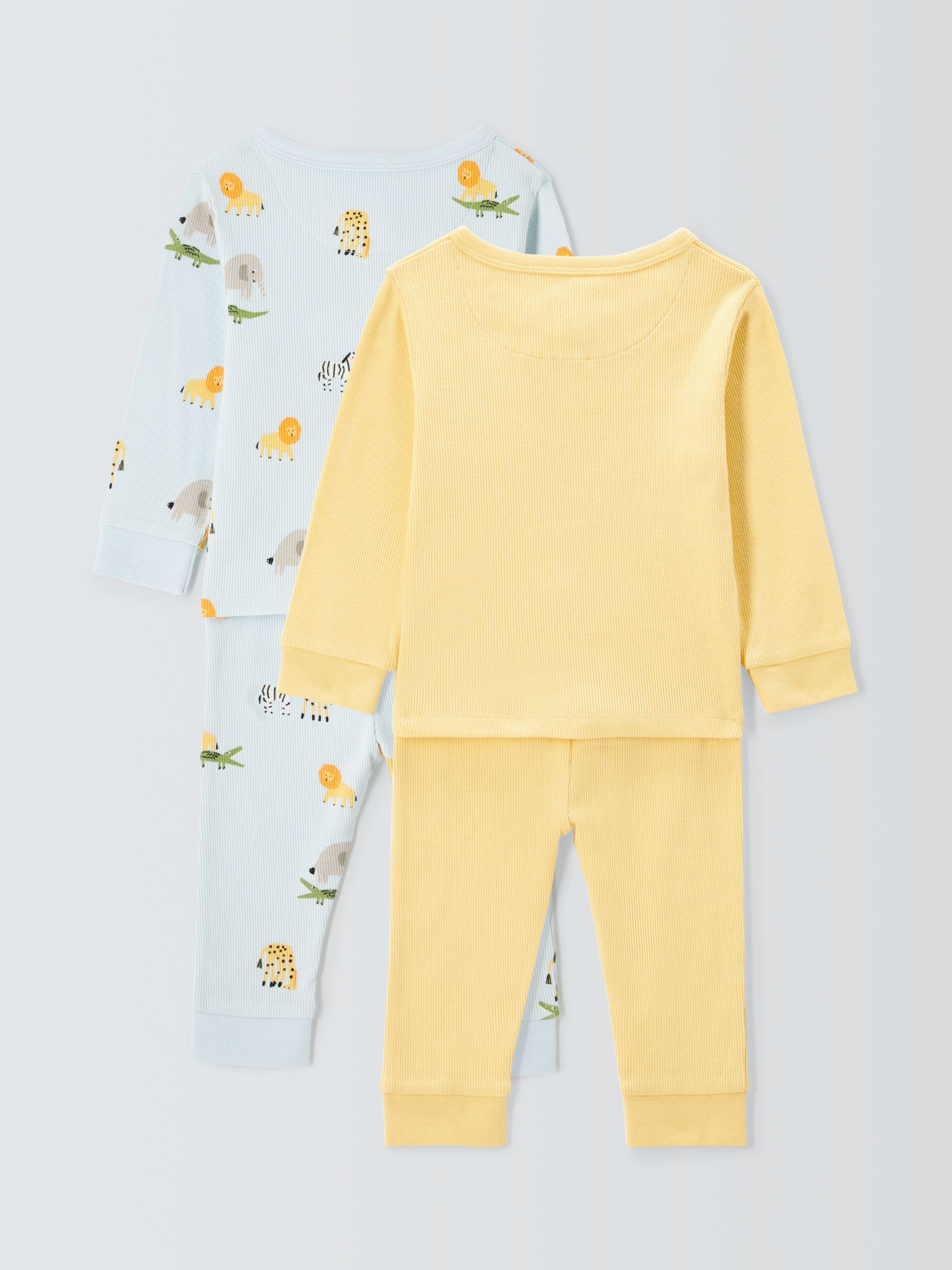 John Lewis Baby Safari Print Pyjamas, Pack of 2, Yellow/Multi, 6-9 months