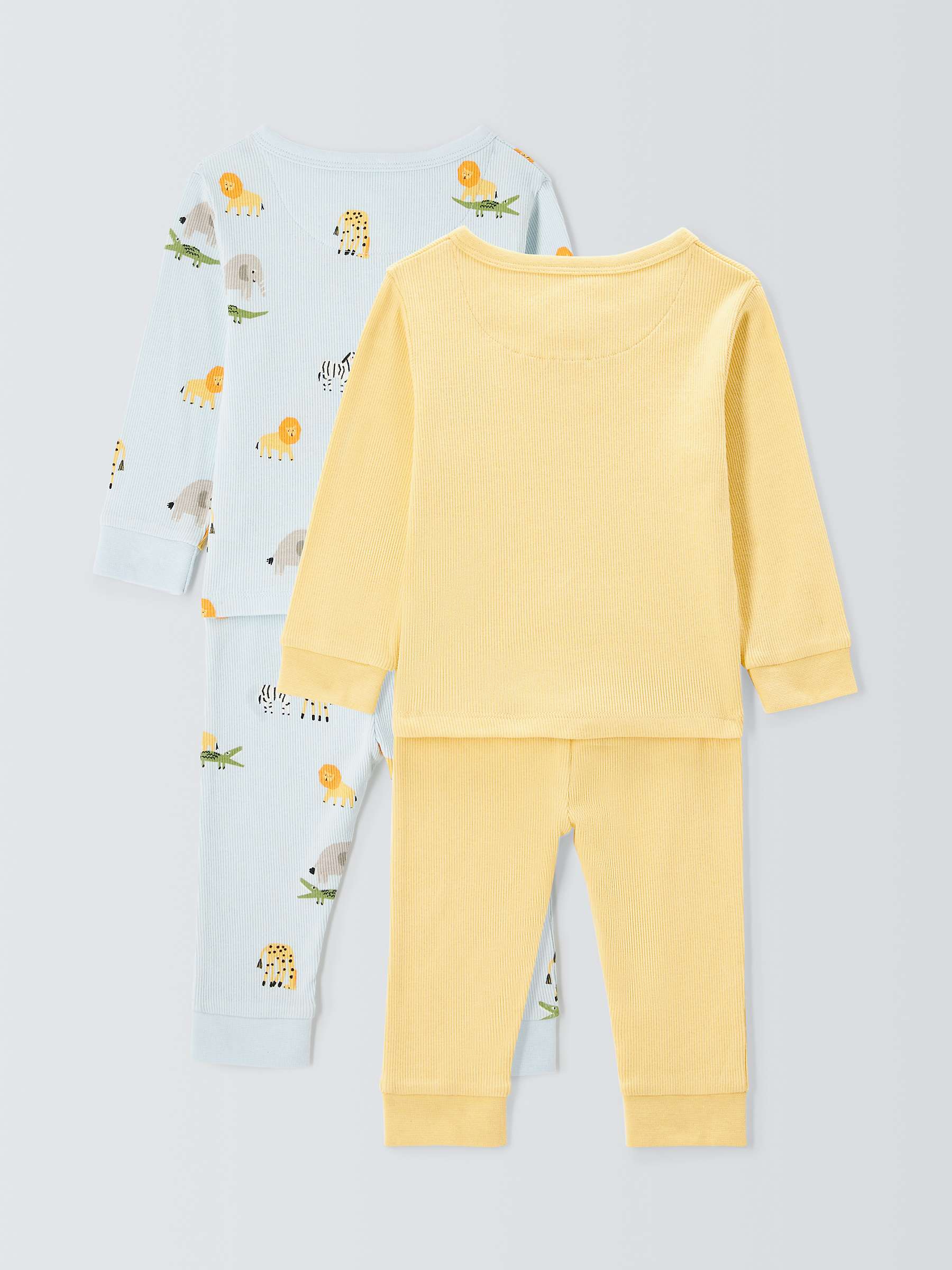 Buy John Lewis Baby Safari Print Pyjamas, Pack of 2, Yellow/Multi Online at johnlewis.com