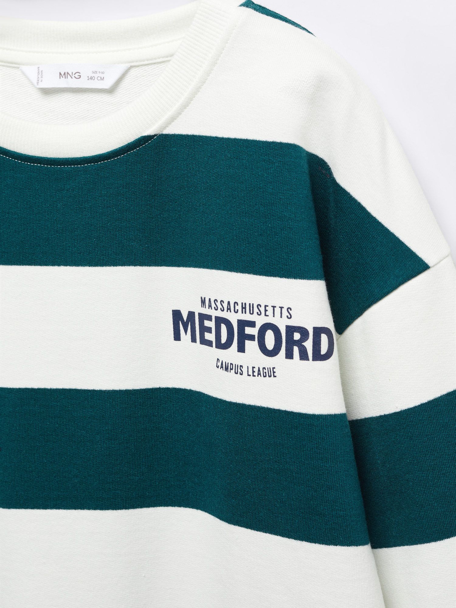 Buy Mango Kids' Medford Stripe Sweatshirt, Dark Green Online at johnlewis.com