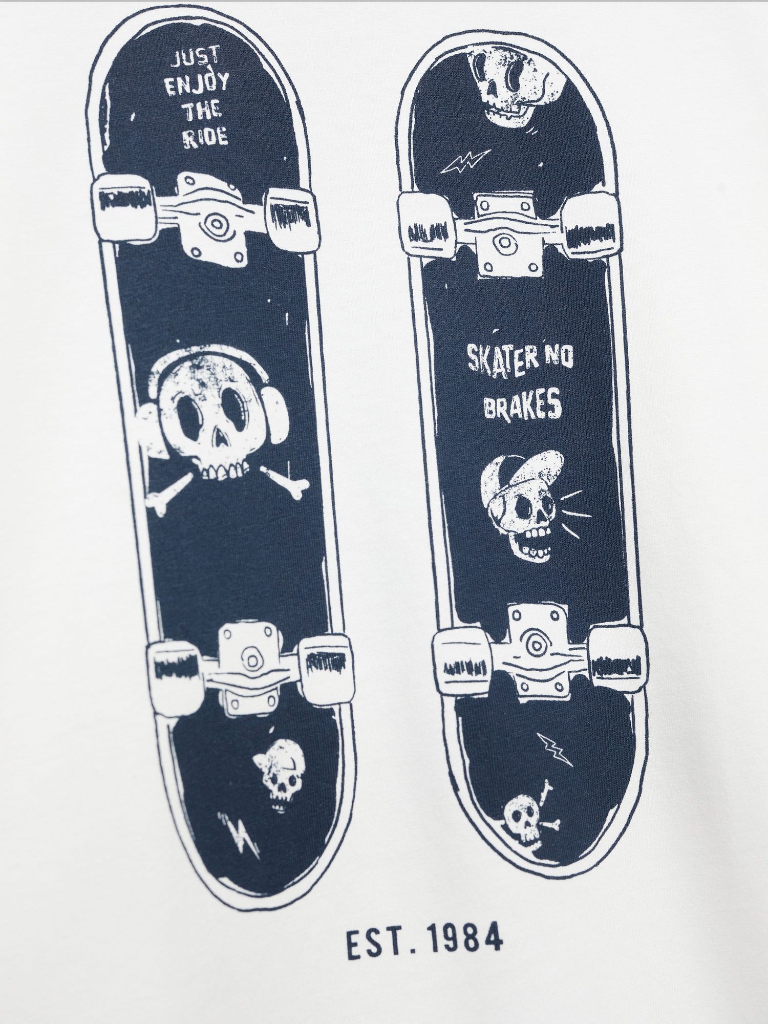 Mango Kids' Spencer Skateboard Graphic T-Shirt, Natural White, 11-12 years