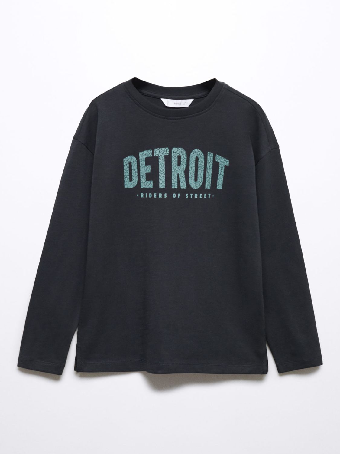 Mango Kids' Detroit Long Sleeve T-Shirt, Black, 11-12 years