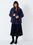 Crew Clothing Faux Fur Coat, Navy Blue