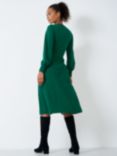 Crew Clothing Pleated Fit & Flare Knit Dress, Emerald Green, Emerald Green