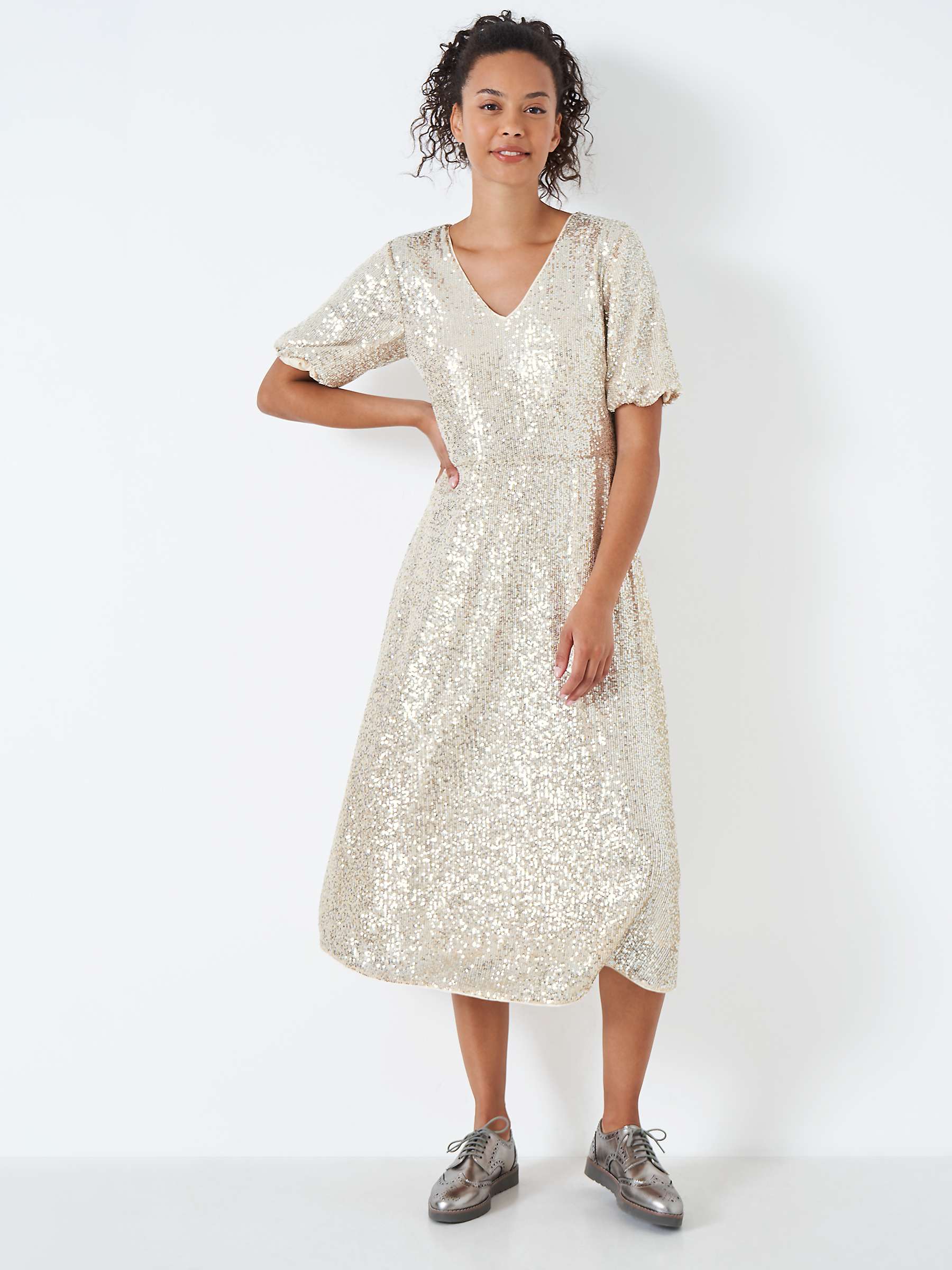 Buy Crew Clothing Eve Sequin Midi Dress, Silver Online at johnlewis.com