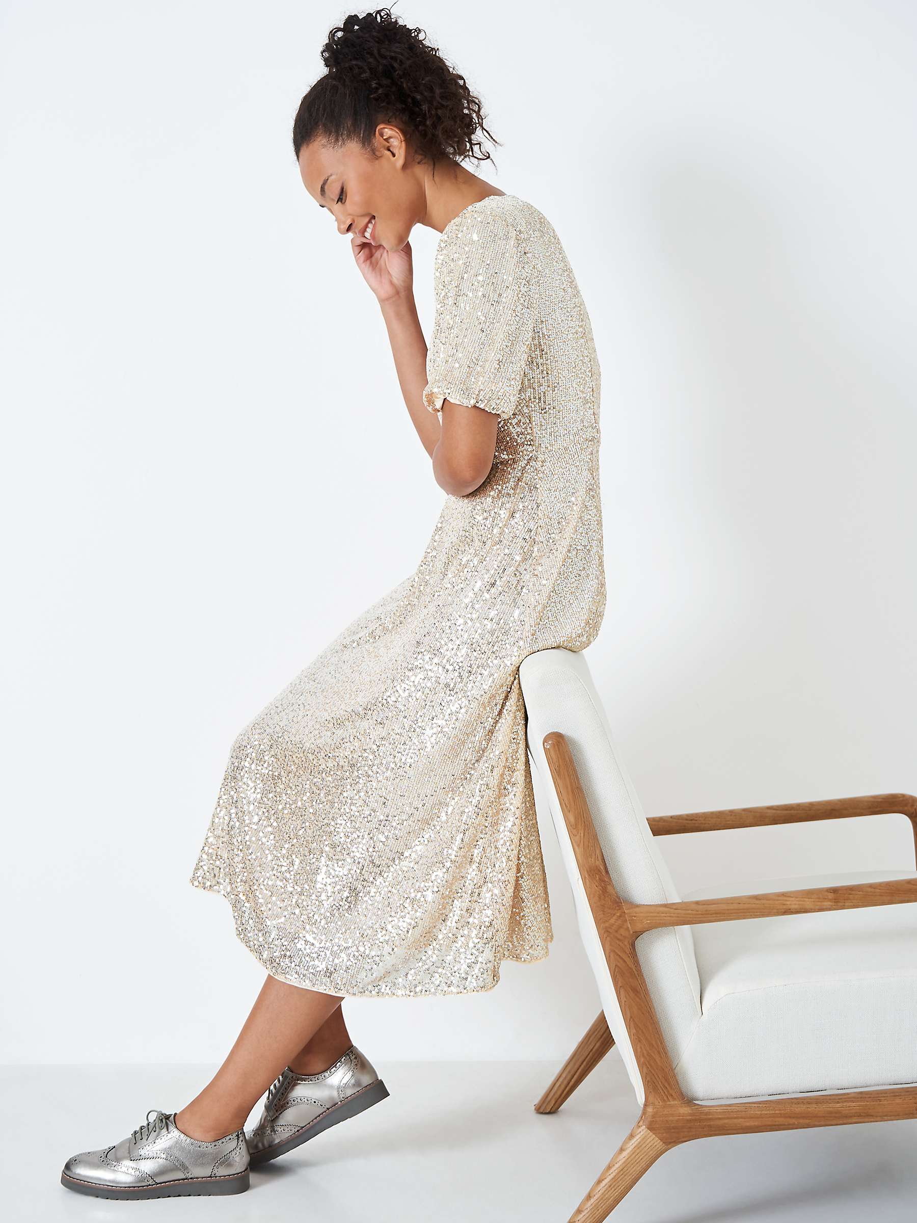 Buy Crew Clothing Eve Sequin Midi Dress, Silver Online at johnlewis.com