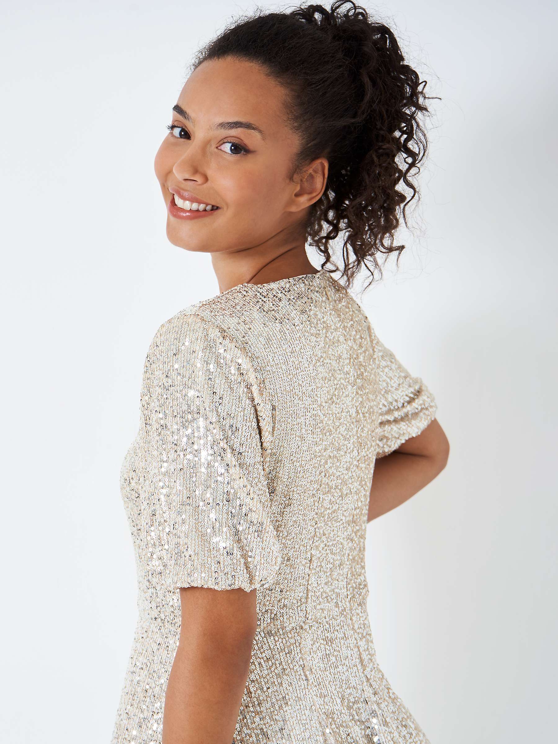 Buy Crew Clothing Eve Sequin Midi Dress, Silver Online at johnlewis.com