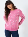 Crew Clothing Baleen Sequin Star Jumper, Pastel Pink, Pastel Pink