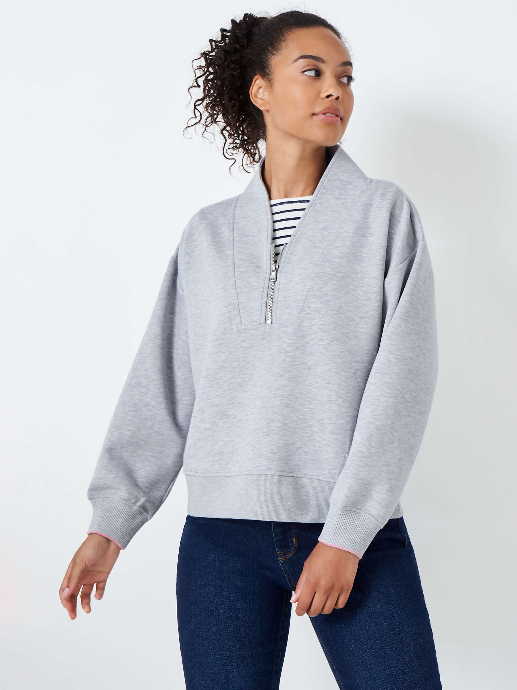 Buy Crew Clothing Curved Collar Funnel Zip Jumper, Graphite Grey Online at johnlewis.com