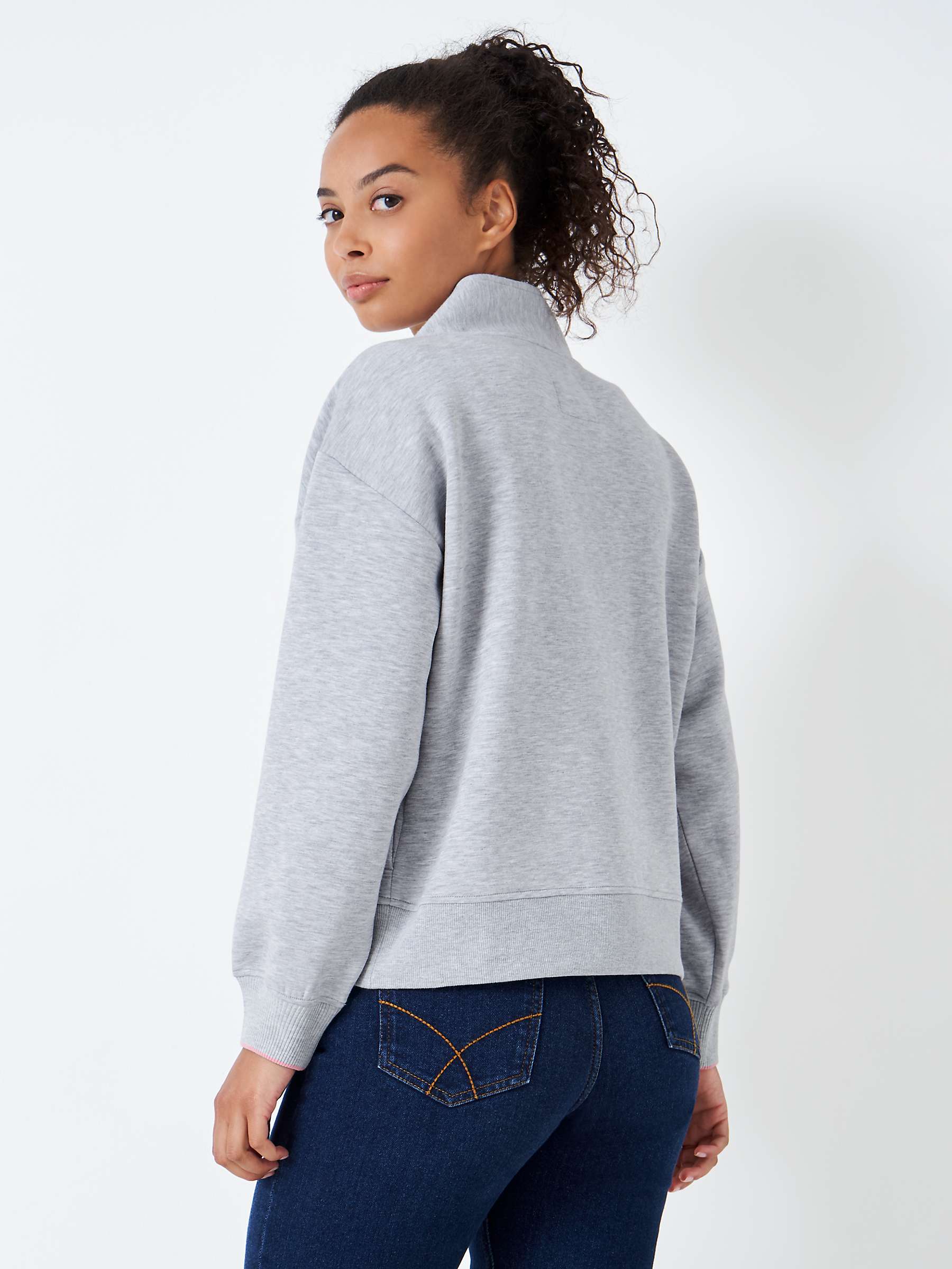 Buy Crew Clothing Curved Collar Funnel Zip Jumper, Graphite Grey Online at johnlewis.com