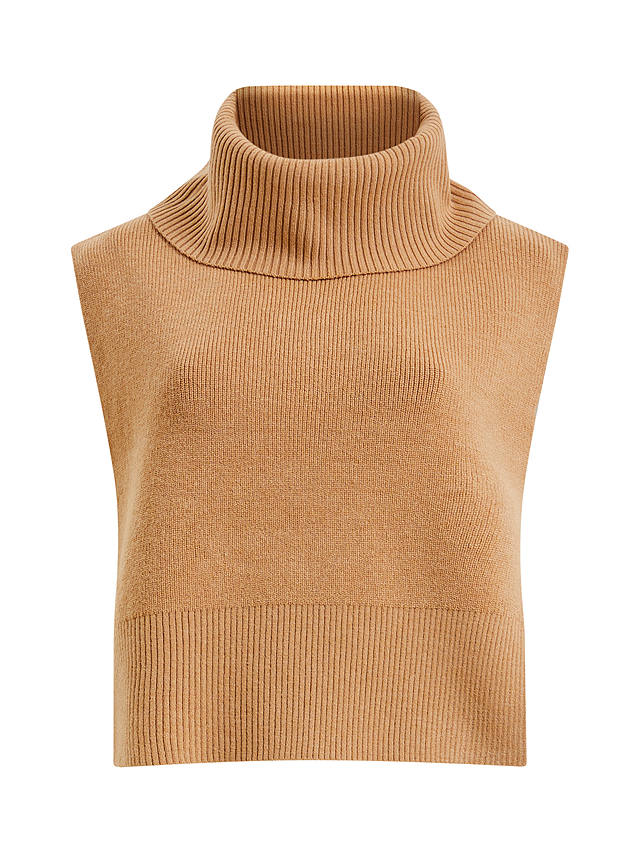 French Connection Short Roll Neck Cloak, Camel               