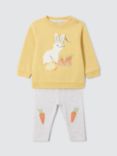 John Lewis Baby Bunny Applique Sweatshirt & Leggings Set, Yellow/Multi, Yellow/Multi