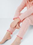 John Lewis Kids' Pointelle Henley Frill Pyjamas, Pink