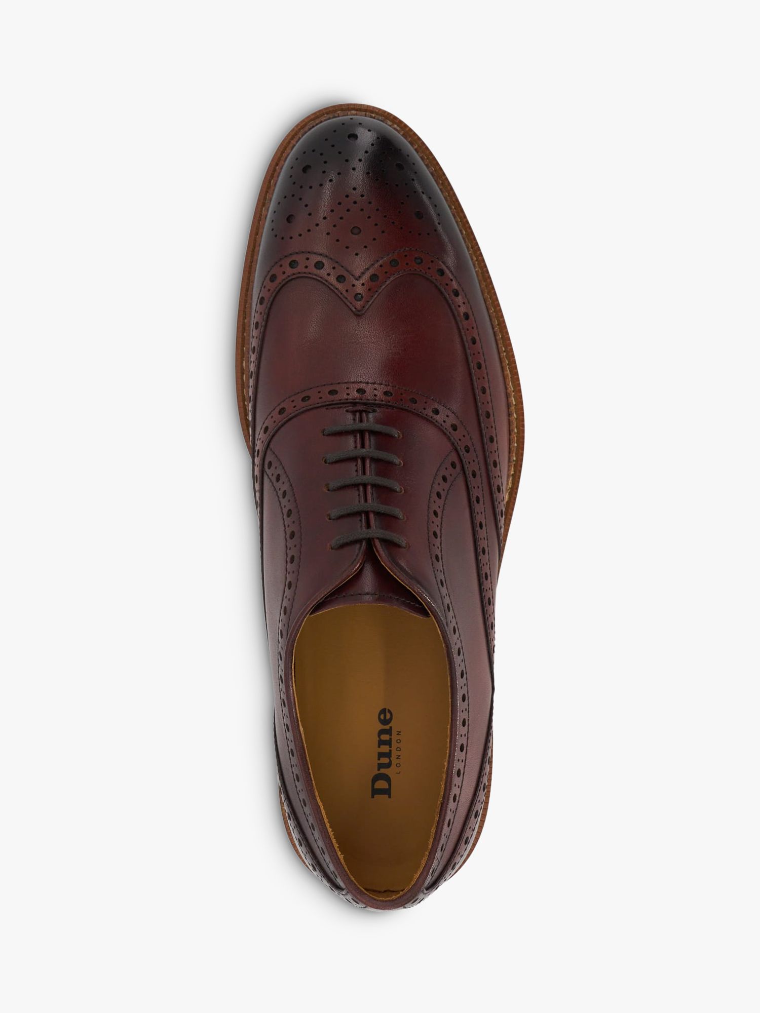 Dune Solihull Brogue Leather Oxford Shoes, Bordeaux, 6