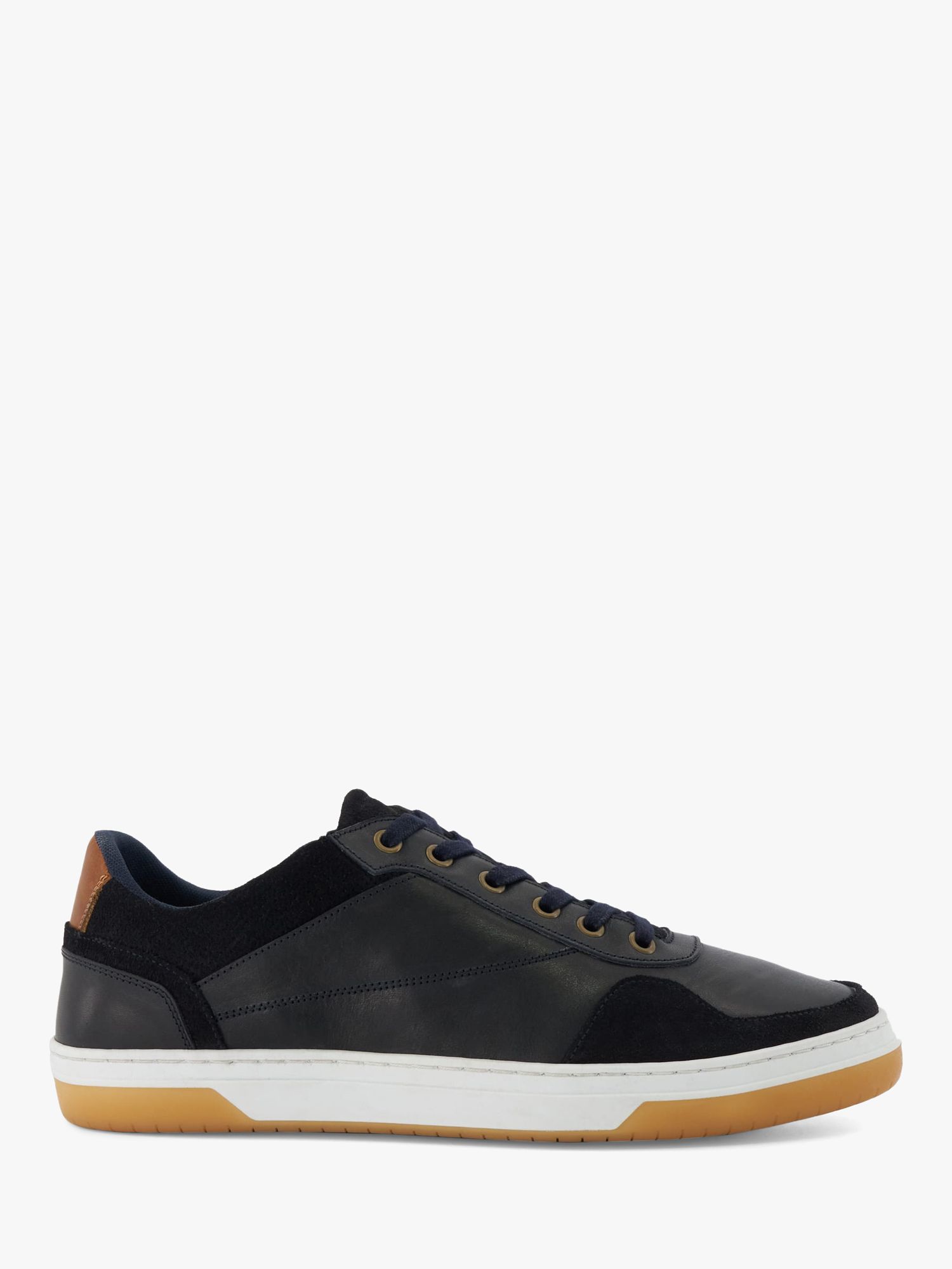 Dune Thorin Leather Lace Up Trainers, Navy at John Lewis & Partners