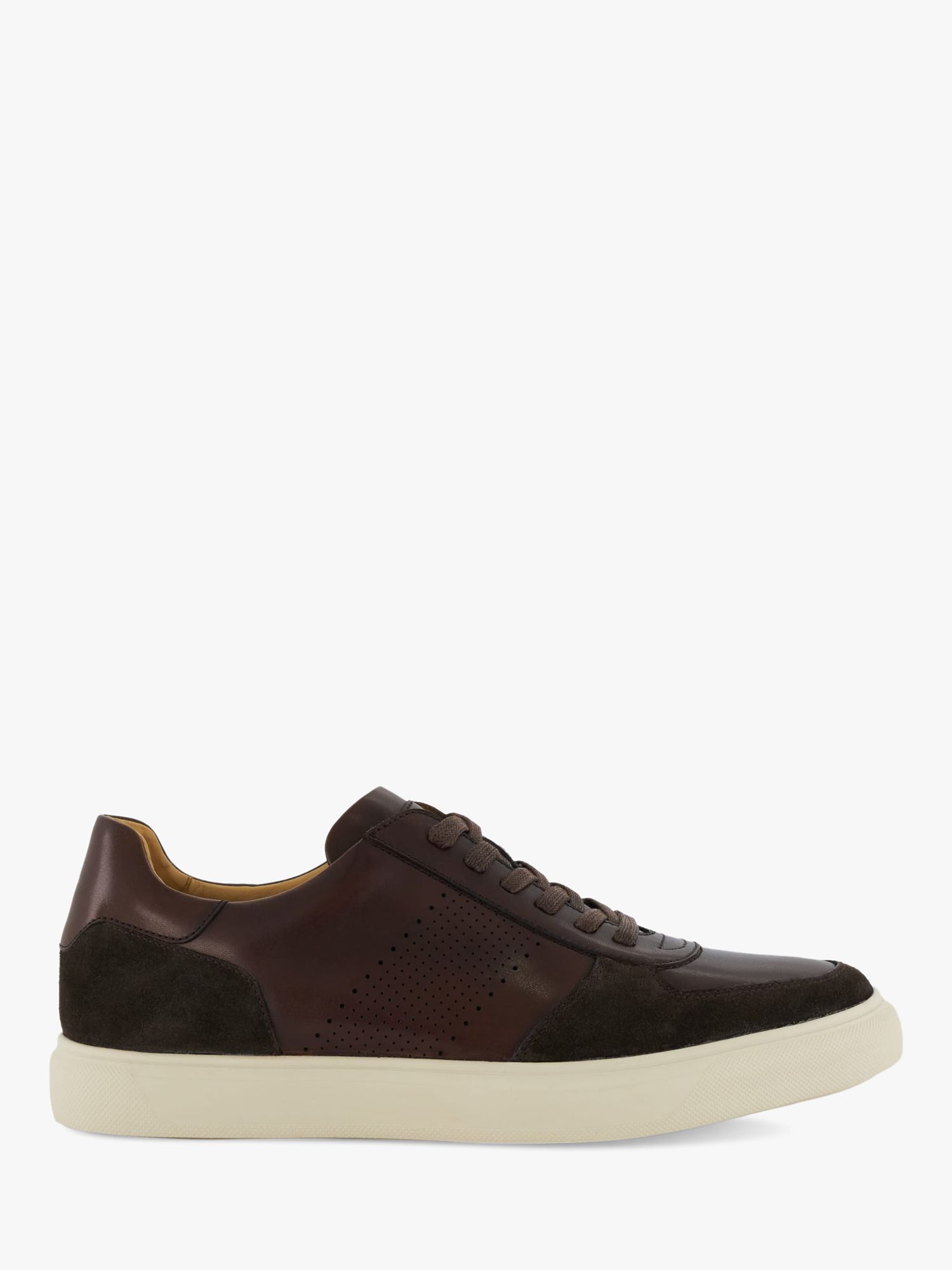 Dune Twickenham Leather Trainers, Brown at John Lewis & Partners