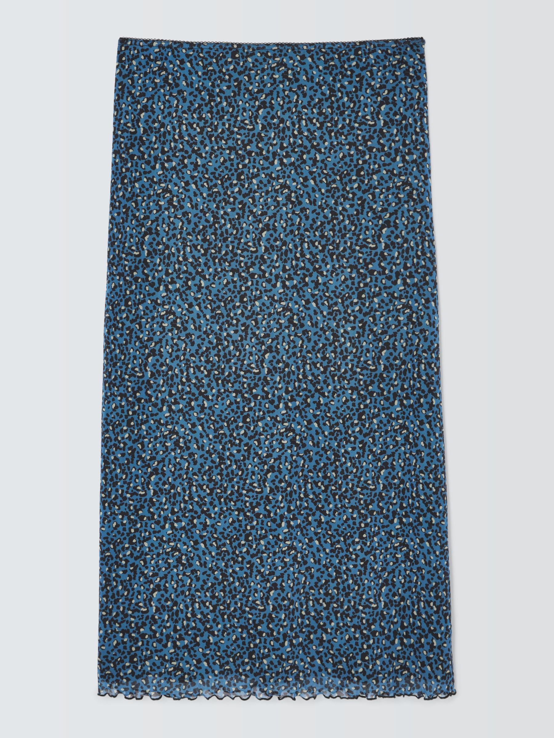 John Lewis ANYDAY Mesh Animal Print Midi Skirt, Blue, 12