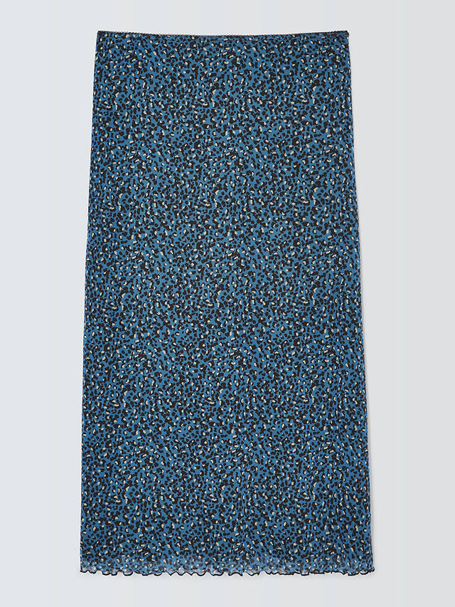 John Lewis ANYDAY Mesh Animal Print Midi Skirt, Blue