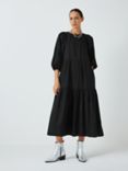 John Lewis Cutwork Sleeve Tiered Dress, Black