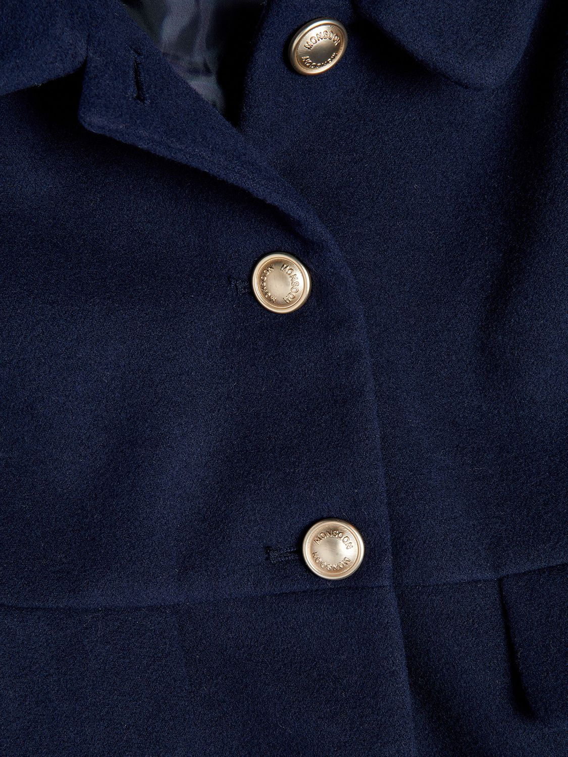 Buy Monsoon Kids' Pocket Detail Pleated Hooded Coat, Navy Online at johnlewis.com