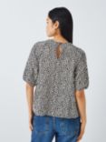 John Lewis ANYDAY Bloom Floral Puff Sleeve Top, Black/Multi, Black/Multi