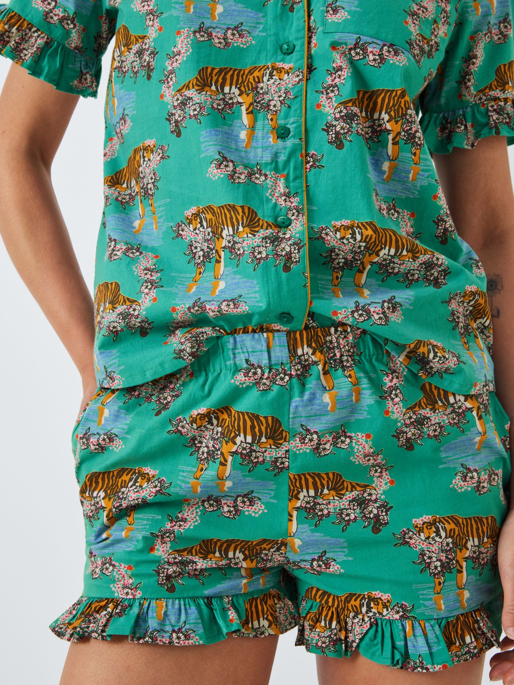 Buy Their Nibs Tiger Short Pyjama Set, Teal Online at johnlewis.com