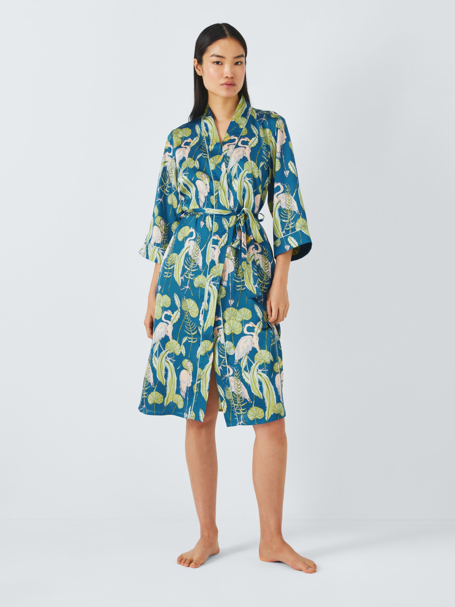 Buy Their Nibs Crane Satin Dressing Gown Robe, Teal Online at johnlewis.com