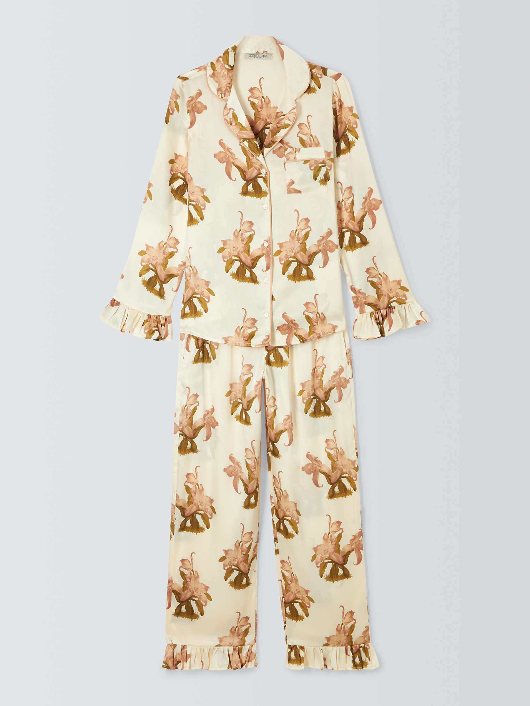 Buy Their Nibs Vintage Floral Satin Shirt Long Pyjama Set, Neutral Online at johnlewis.com