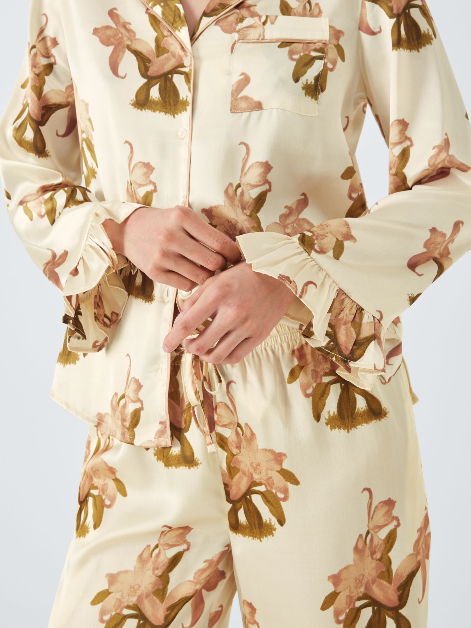 Buy Their Nibs Vintage Floral Satin Shirt Long Pyjama Set, Neutral Online at johnlewis.com