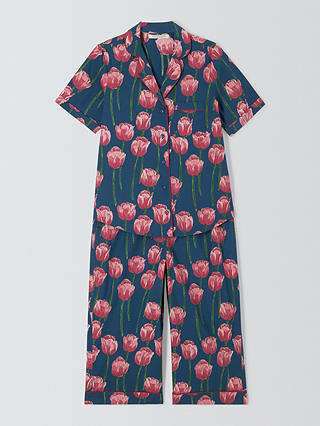 Their Nibs Tulip Shirt Cropped Pyjama Set, Navy