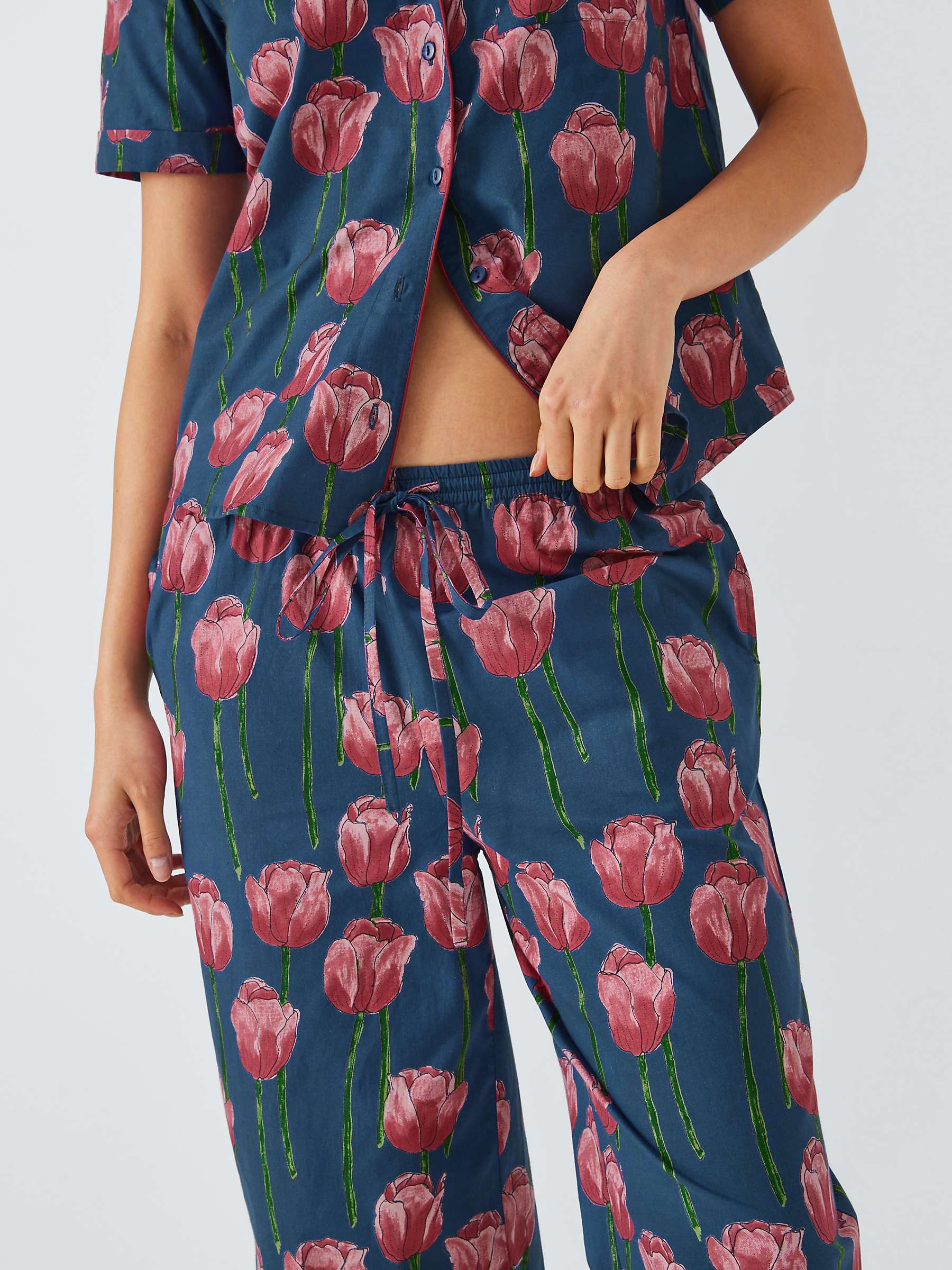 Buy Their Nibs Tulip Shirt Cropped Pyjama Set, Navy Online at johnlewis.com