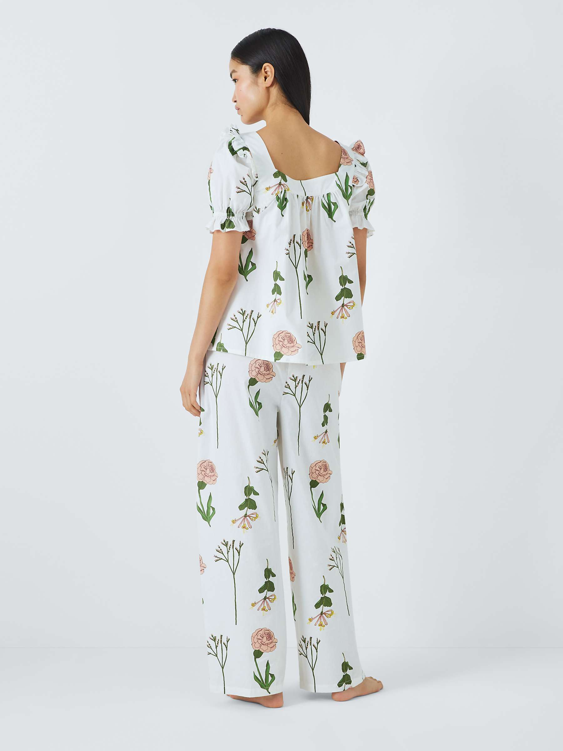 Buy Their Nibs Floral Square Neck Long Pyjama Set, White/Pink Online at johnlewis.com