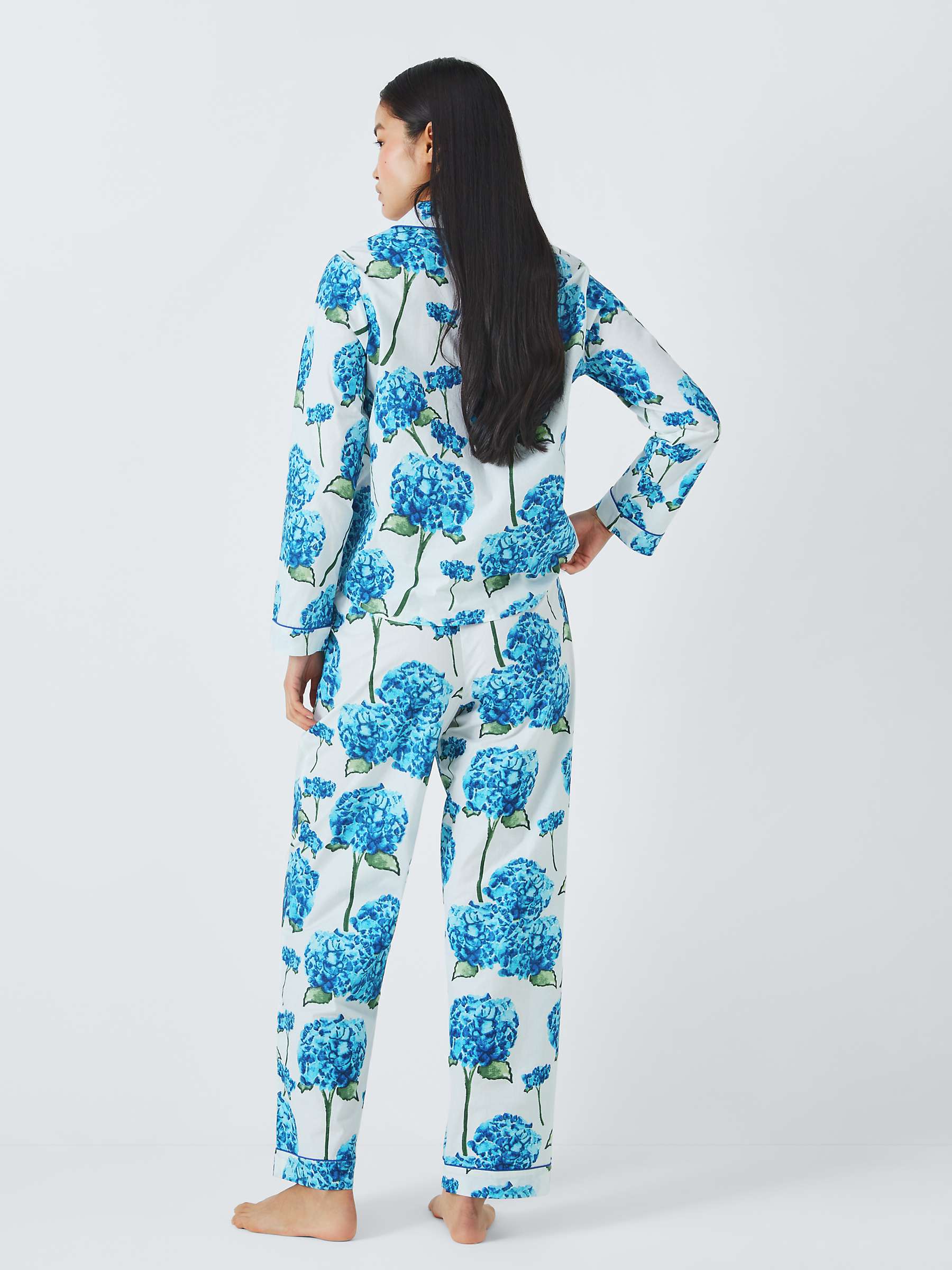 Buy Their Nibs Hydrangea Shirt Long Pyjama Set, White/Blue Online at johnlewis.com