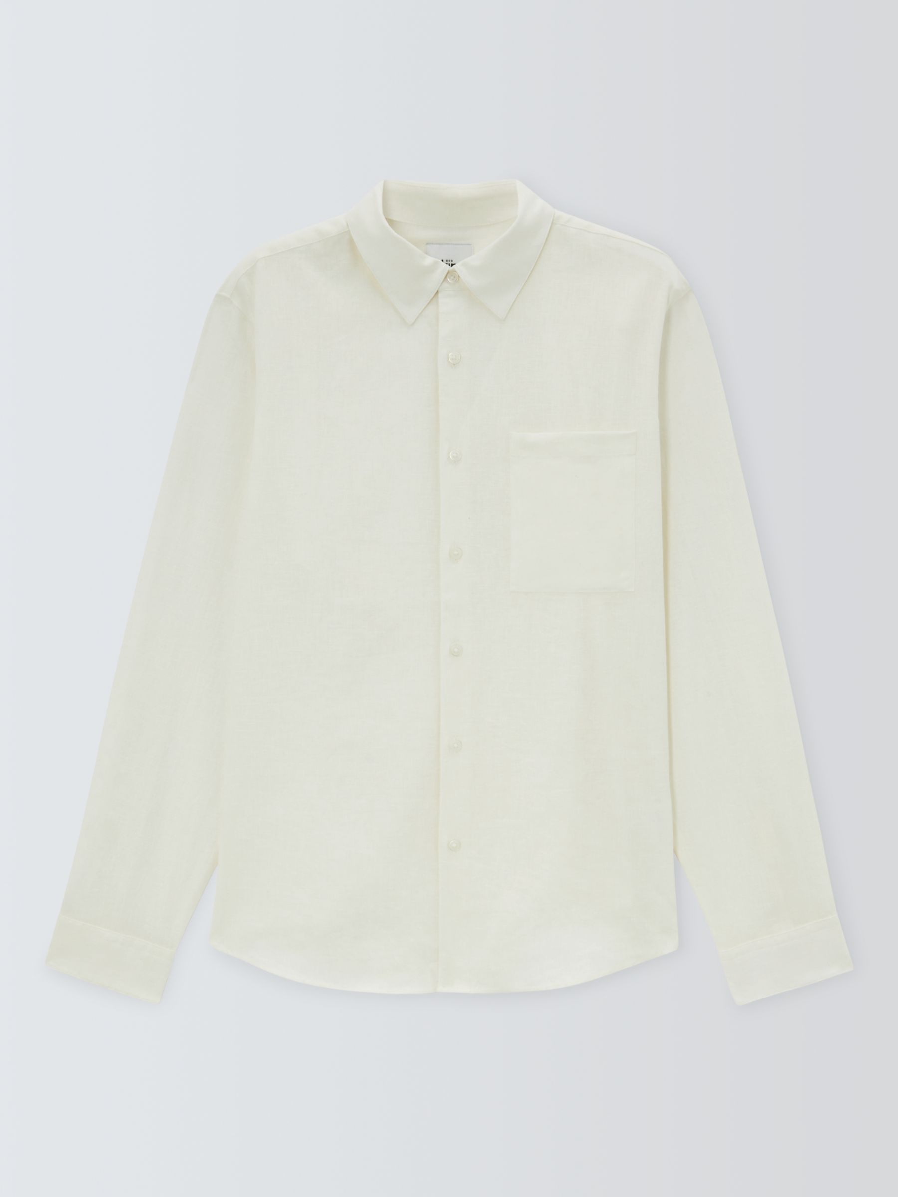 Kin Linen Blend Long Sleeve Shirt, White, M