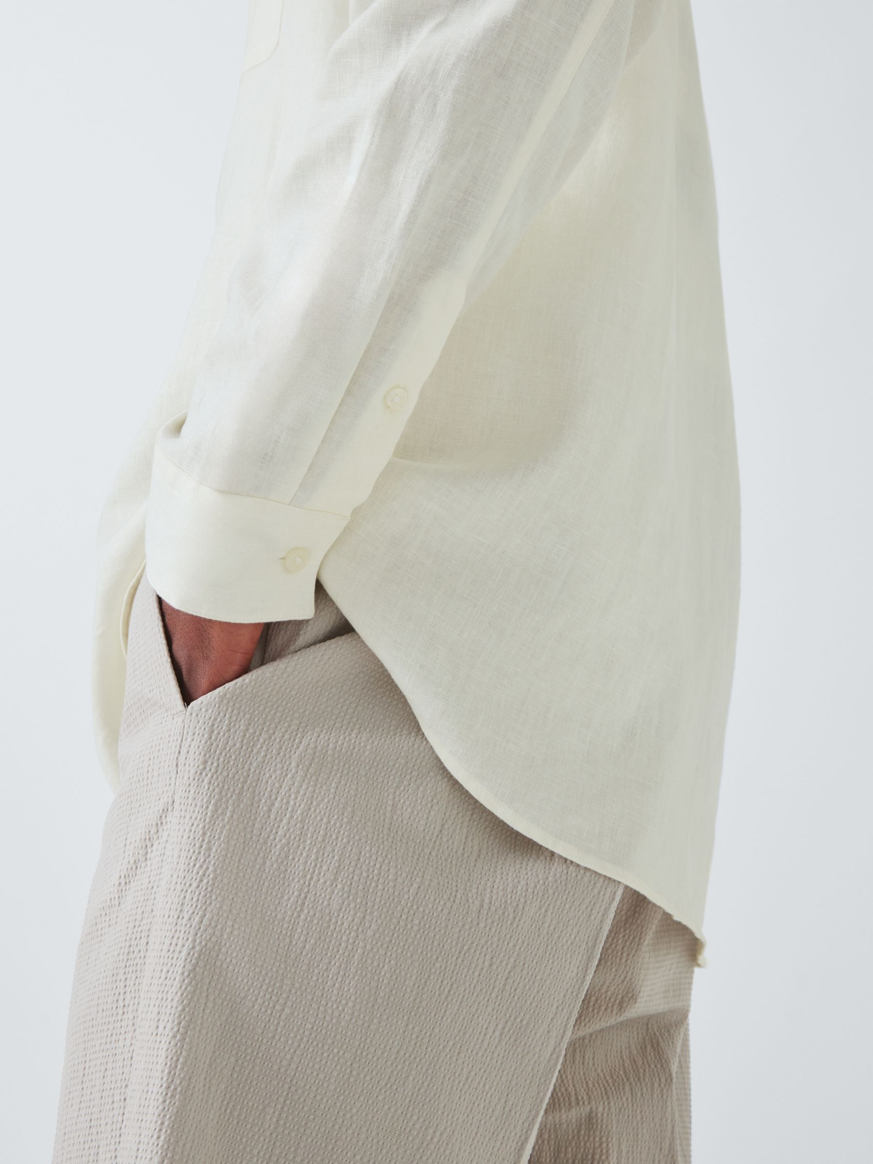 Kin Linen Blend Long Sleeve Shirt, White, M