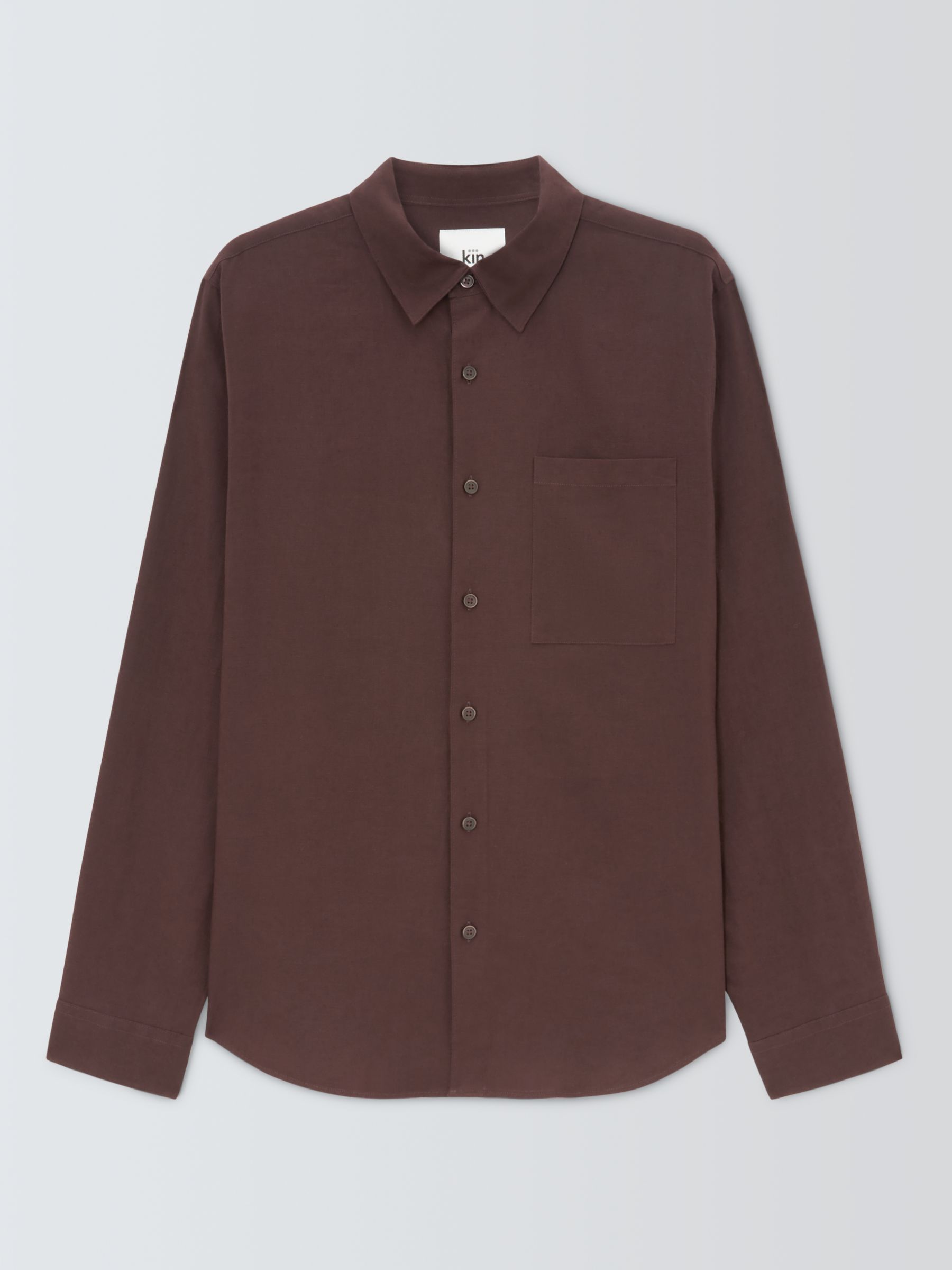 Kin Linen Blend Long Sleeve Shirt, Chocolate Plum, S