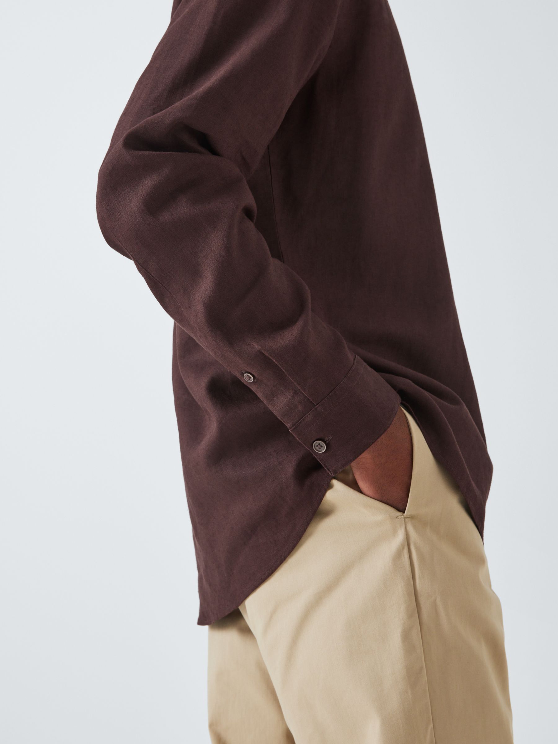 Kin Linen Blend Long Sleeve Shirt, Chocolate Plum, S
