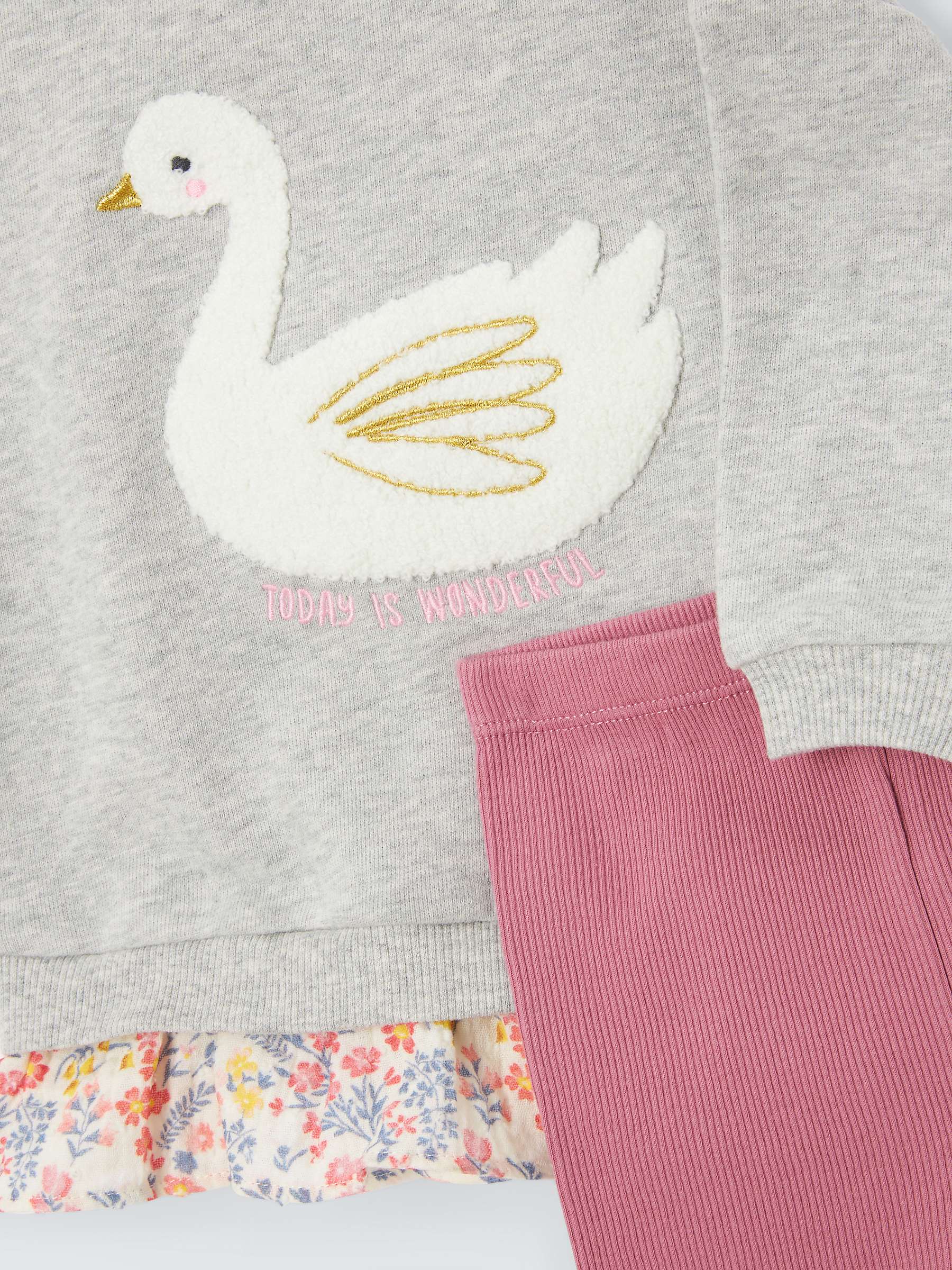Buy John Lewis Baby Swan Print Top & Leggings Set, Pink/Multi Online at johnlewis.com