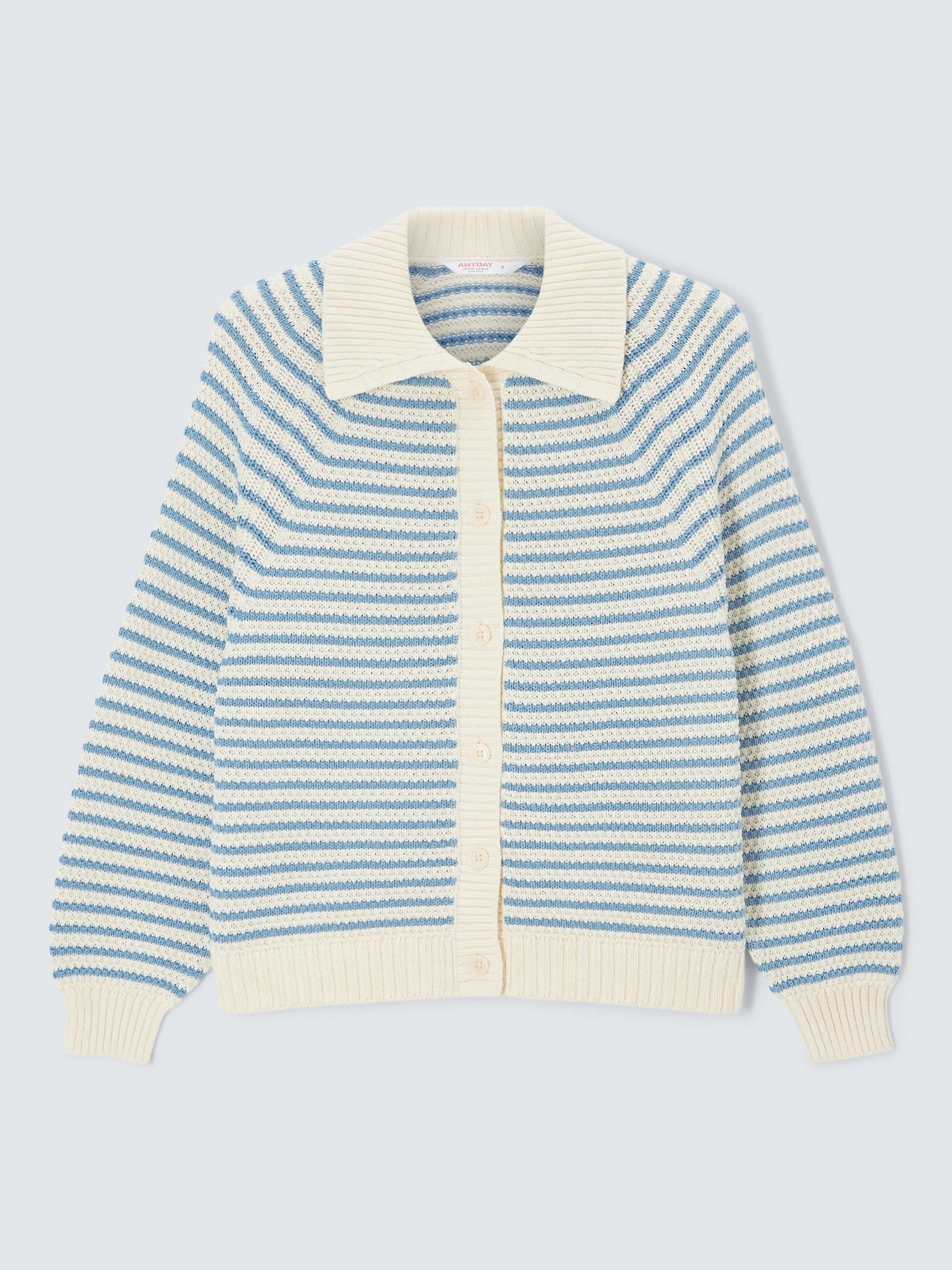 Buy John Lewis ANYDAY Textured Stripe Cardigan, Blue/Multi Online at johnlewis.com